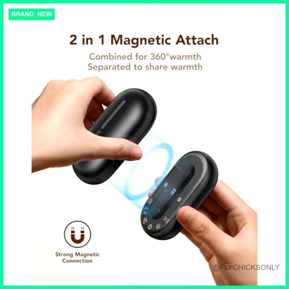 Rechargeable Magnetic Hand Warmers 7000mAh 3-Level Heating 131°F 15 Hours